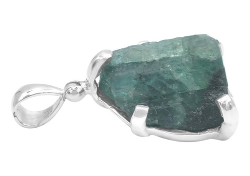 Dije De Cristal Esmeralda 1.32 Pulgadas En Plata De Ley Color Verde