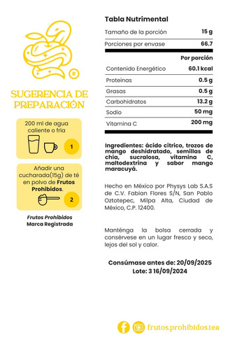 Té Soluble Sabor Mango Maracuyá 1kg