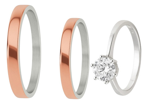 Alianzas De Plata Y Oro 18k M3d3 Rose Con Cintillo Rojo 8 Al 33