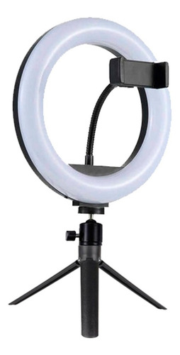 Anel Ring Light 8 Pol + Tripé De Mesa + Suporte Cel Video