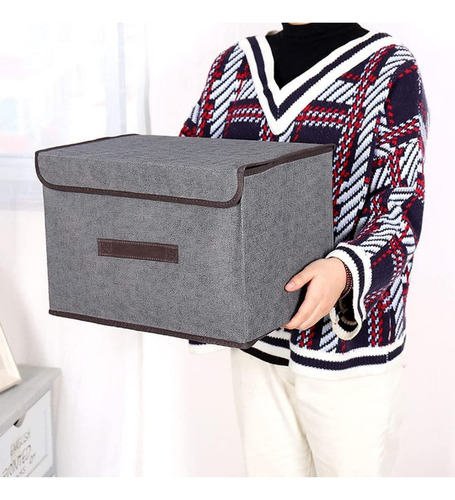6 Cajas Almacenamiento De Tela Plegables Con Tapas Multiuso