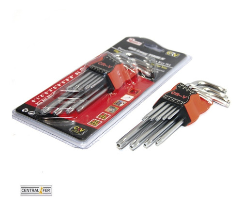 Juego De Llaves Torx 9 Piezas T 10 A T 50 Largas Blister