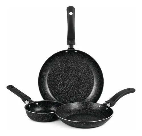 Jogo De Frigideiras Francesas 3 Peças 14 18 24cm Preto Nacio