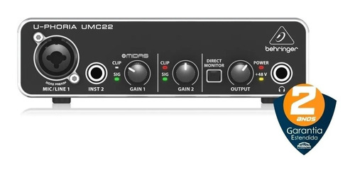 Behringer Umc22 Interface De Áudio U-phoria Garantia 2 Anos 