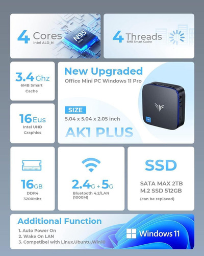 Mini Pc Intel N95 Processor 16gb Ram 512gb Rom Windows 11