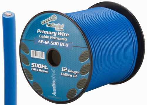 Audiopipe 500 'pie 12 Gauge Awg Azul Primaria Cable Alambre