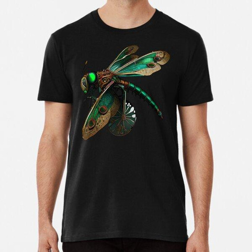 Remera  Steampunk Dragonfly - Green Fantasy Collection Algod