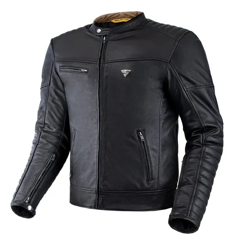 Chaqueta De Motocicleta De Cuero Para Hombre Negra S
