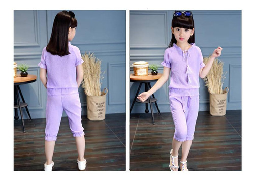 Conjunto De Dos Piezas De Estilo Coreano De Verano Para Niña