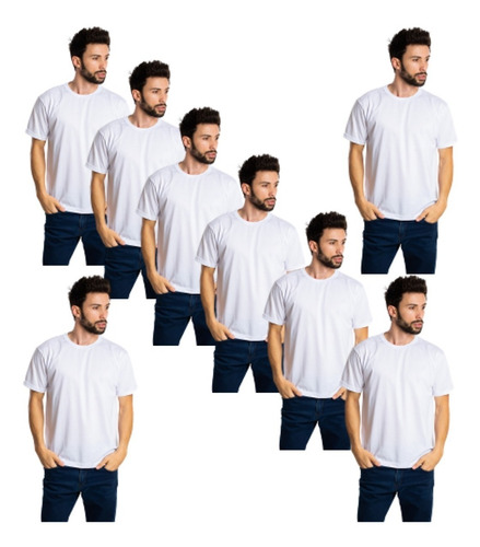 Imagem 2 de 5 de 8 Camisetas Brancas Pv Malha Fria 67% Poliéster 33% Viscose