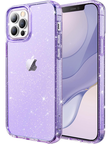 Funda Jetech Para iPhone 12 Pro Max Glitter Purple