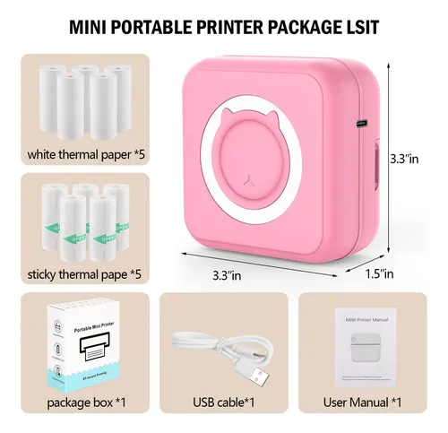 Impresora Térmica Mini Huijutchen Pocket Rosa, Sin Tinta