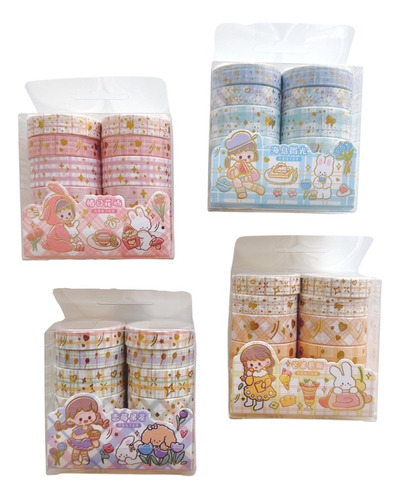 Washi Tape Cinta Decorativa Con Foil 10 Pzs Conejito
