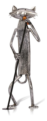 Escultura De Metal De Un Gato Cantor | Artículos De Decoraci