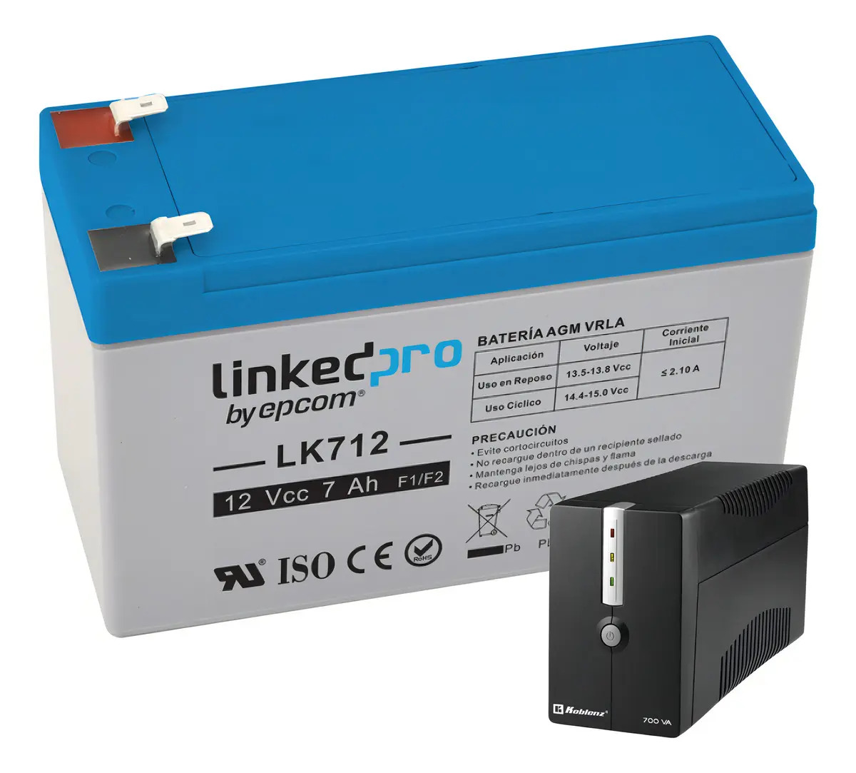 Batería Recargable 12V 7Ah AGM Para UPS CCTV Linked Pro EPCOM POWERLINE