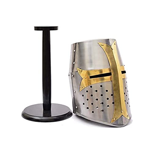 Casco De Cruzado De Latón | Cascos De Caballero Mediev...