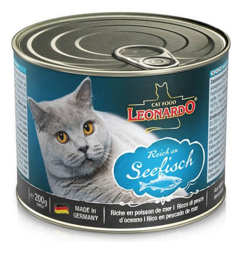 Alimento Leonardo Gato Adulto Sabor Pescado En Lata De 200g