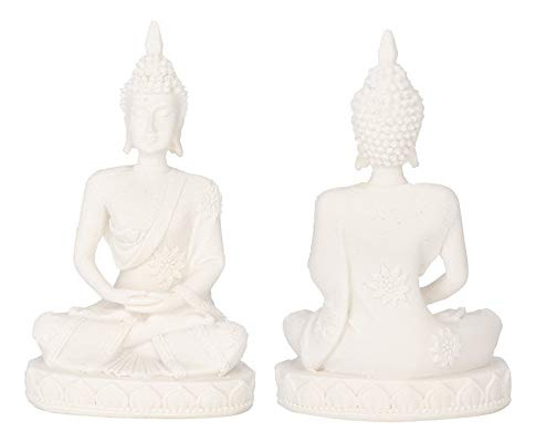 Estatua De Buda Meditación Tallado Decoración Hogar Blanco
