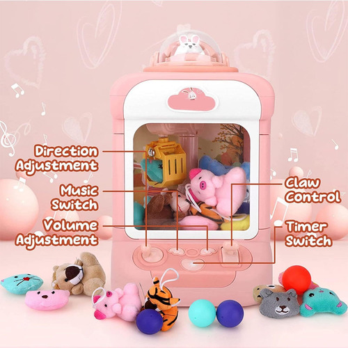 20 Mini Peluches Y 10 Gashapons Mini Maquina Garras Sonidos