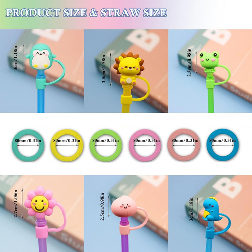 20pzs Tapones Con Popote De Silicona Reutilizables Para Bebe