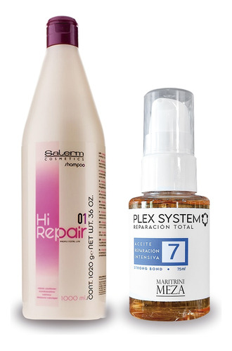 Shampoo Hi Repair 1000ml Salerm + Aceite Plex System #7 75ml