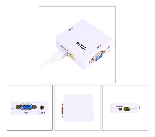Convertidor De Adaptador Mini 2 A Vga Con Cable Usb 1080p