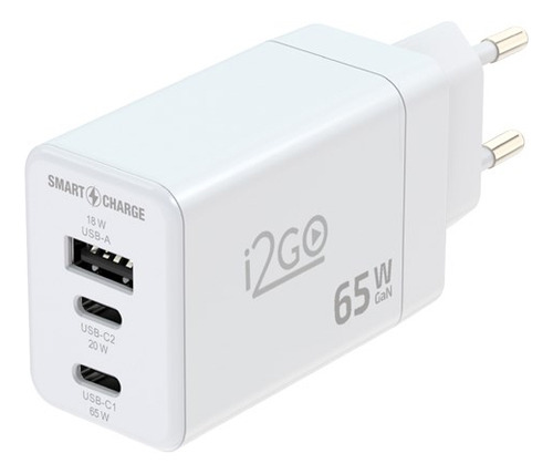 Carregador De Parede Turbo I2go 1 Usb-c 65w + 1 Usb-c 20w