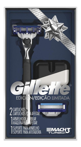 Kit Aparelho Gillette Mach 3 Especial + 2 Cargas + Suporte