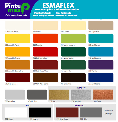 Pintumex Esmaflex, Esmalte Base Aceite, Primario, 4 Litros