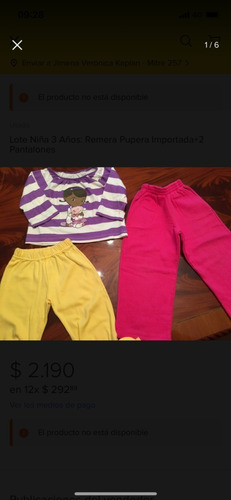 Lote Niña 3 Años: Remera Pupera Importada+2 Pantalones