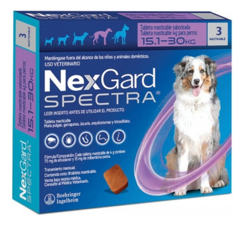 Antipulga Y Antiparasitario Nexgard Spectra De 15 A 30 Kg