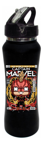 Termo Pitillo Capitana Mv Comic Botilito Negro 650ml 