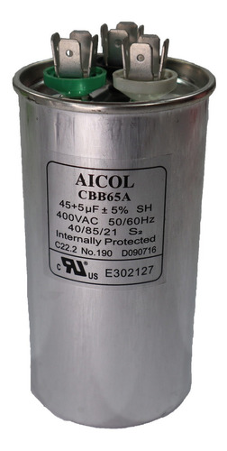 Capacitor Dual Aire Acondicionado 45 + 5 Mf Refrigeracion