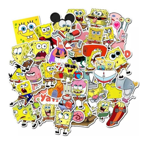 Set Stickers Bob Esponja Decorativo 50 Skateboard Patricio