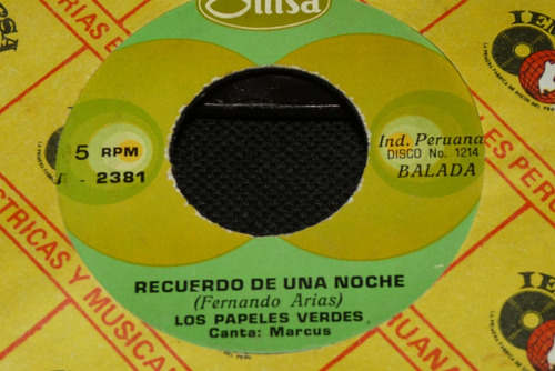 Jch-los Papeles Verdes Del RiMac Recuerdo De Una Noch 45 Rpm