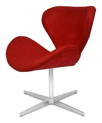 Poltrona Decorativa Swan Base Fixa E Giratória Zarco Cor - Desenho Do Tecido Vermelha