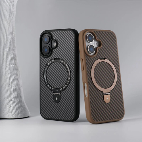 Capa De Telefone Com Suporte De Fibra De Carbono Para iPhone