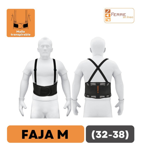 Faja Ventilada Con Tirantes Talla Mediana Truper 