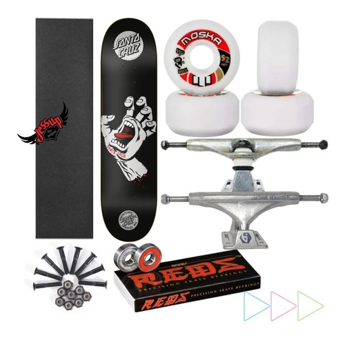 Skate Completo Profissional Santa Cruz C Moska E Red Bones