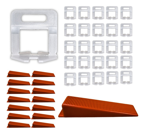 Kit 500 Nivelador Piso Porcelanato + 100 Cunhas Larga 20mm