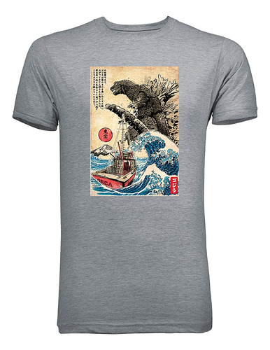 Playera T-shirt Godzilla La Gran Ola Barco 