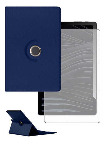 Capa Giratória + Película Compatível Com Tablet Vaio Tl10 Cor Azul-marinho
