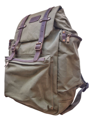 Mochila El Eternauta S R San Roman Fontana 25 L Lona Verde Musgo Liso