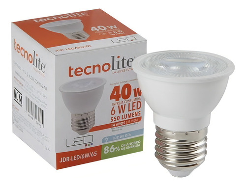Foco led Tecnolite JDR-LED/6W/65 Dicroica color luz de día 6500K 550lm