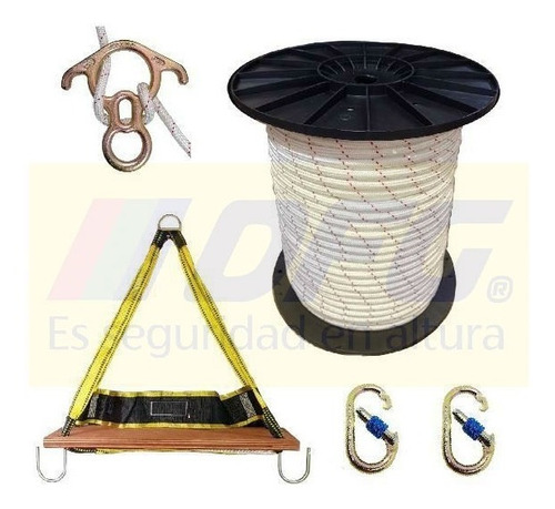 Imagen 2 de 3 de Kit Silleta Pintor Vidrios 100 Metros Ocho Acero Grande 50kn