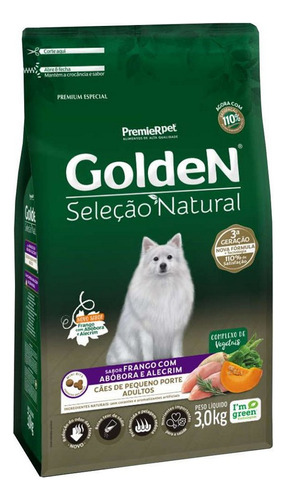 Ração Golden Seleção Natural Frango Cães Adulto Pequeno 3kg