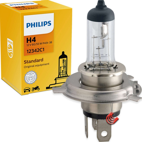 Lâmpada Philips Standard H4 55/60w 12v Farol Alto Baixo