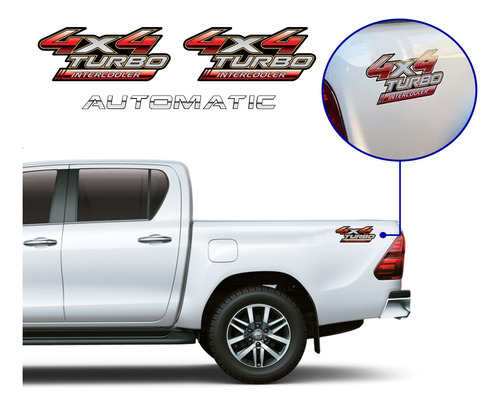 Par Adesivo Lateral Hilux 4x4 Turbo Intercooler Automatic