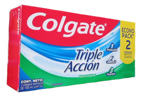 Pack X2 Pasta Dental Colgate Triple Acción 2 Un De 150 G