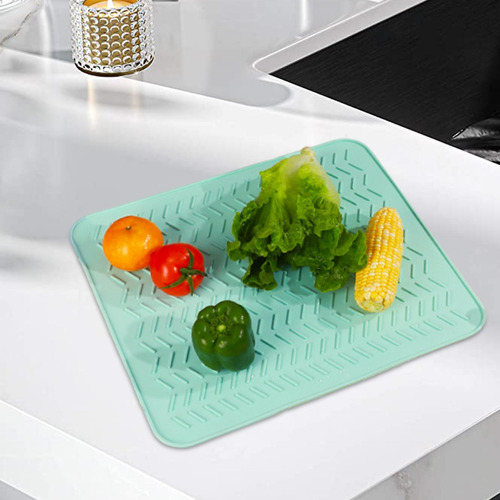 Estera De Silicona Para Secar Platos, Escurridor De S Verde